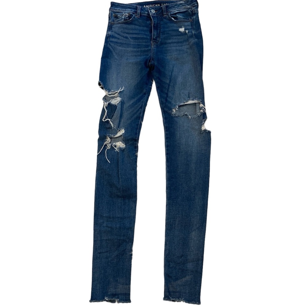American Eagle Distressed Super High Rise Jegging Women's Extra Long X Long 4